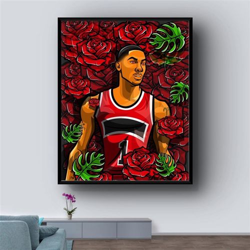 罗斯艺术装裱挂画创意球衣卧室装饰房间摆画空白墙壁画相框风城玫 - 图0