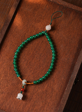 武当山官方国风高级感手机挂绳绿玛瑙女款手腕防丢小众轻奢串珠挂