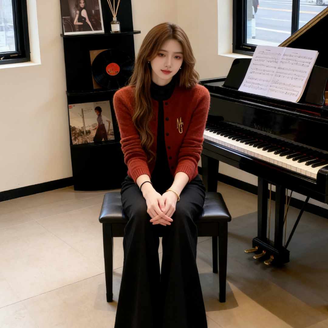 玉美雅【旗舰精选套装】早秋轻奢橘色轻奢外套+高领无袖纯色内搭,淘宝优惠券,粉丝福利购,淘宝优惠卷