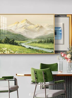 日照金山电表箱装饰画免打孔山水风景画靠山电闸盒配电箱遮挡挂画