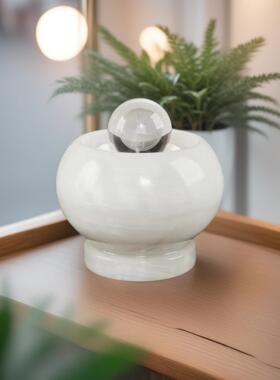 清坊纯手工玉石新聚宝盆风水球摆件旋转流水聚财家居工艺礼品