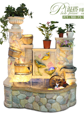 欧式家居落地假山喷泉流水别墅景观酒店大客厅庭院缸现代鱼池摆件