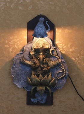 泰国进口 东南亚创意大象鼻神树脂 个性床头灯客厅过道壁灯装饰品