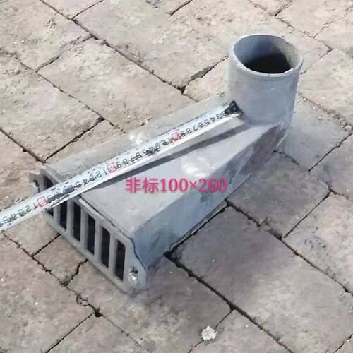 铸铁侧排雨水斗女儿墙雨水口雨水斗弯头侧排雨水地漏侧排穿墙漏斗 - 图0