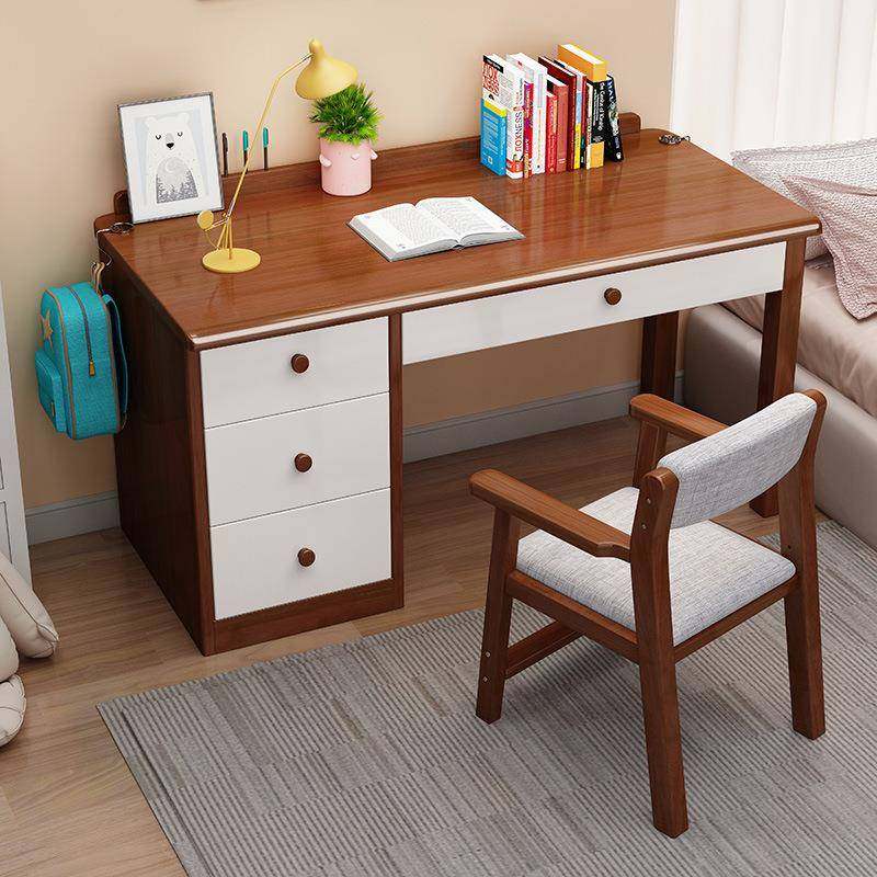 实木书桌书柜一体简约卧室中小学生学习桌写字台式家用办公电脑桌,淘宝优惠券,粉丝福利购,淘宝优惠卷