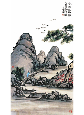 新中式水墨画客厅装饰画沙发背景墙丰子恺漫画卧室餐厅玄关挂画芯
