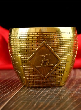 纯铜五谷丰登铜缸家居饰品办公桌书房招财纳福摆件开业乔迁旺财