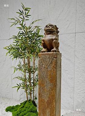 玻璃钢拴马桩青石石仿t$*&lznu石狮子貔貅麒麟金蟾柱子复古饰古装