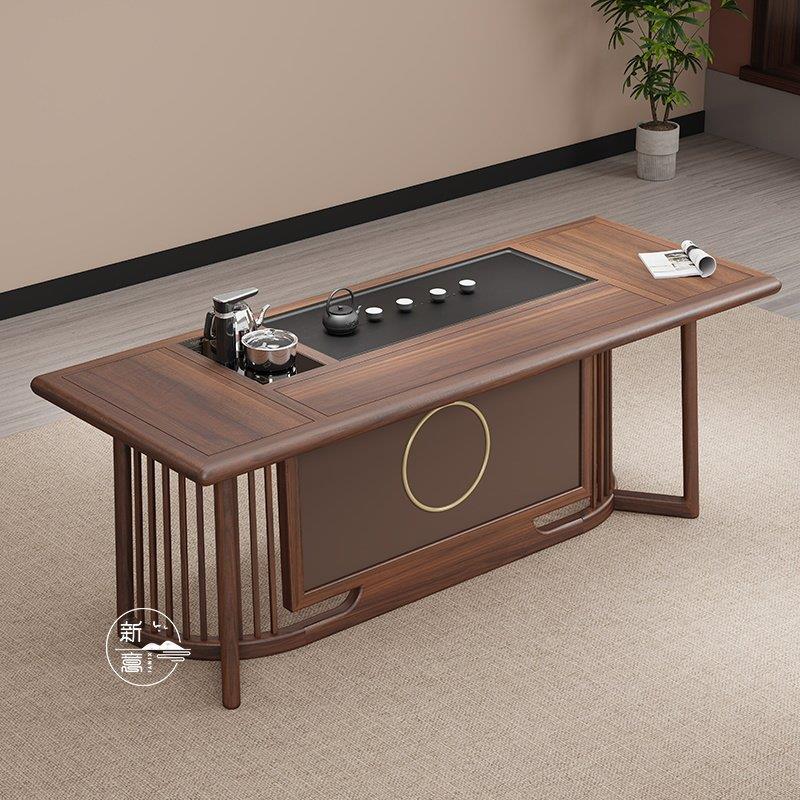 New new Chinese style tea table and chair combination solid wood black walnut Kung Fu tea table and tea set set all in one home tea drinking table