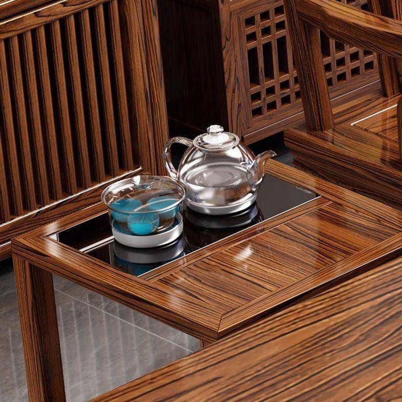 高端实木大板茶桌椅组合新中式茶台办公家用一桌五椅整套茶几茶具,淘宝优惠券,粉丝福利购,淘宝优惠卷