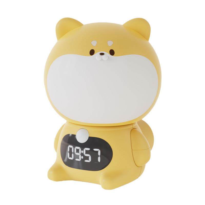 萌犬小夜灯肥猫时钟夜灯可爱动物充插两用伴睡夜灯智能遥控时钟灯,淘宝优惠券,粉丝福利购,淘宝优惠卷
