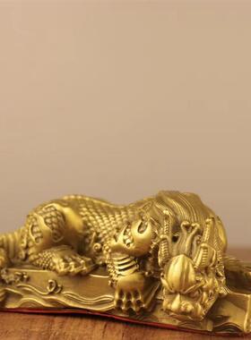 纯铜避水兽吐水吸水兽龙王蚣蝮水麒麟瑞兽玄关酒柜办公桌摆件神兽