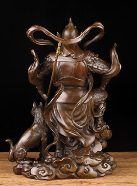二郎神铜像摆件二郎真君杨戬铜像家居装饰品客厅工艺品摆件哮天犬