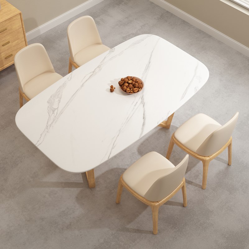 Slate log dining table cream style dining table home simple modern wabi-sabi style furniture 1.8 meters 6-person long dining table