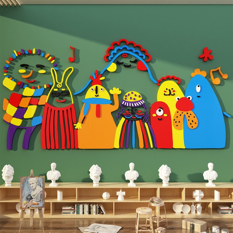 美术教室布置装饰艺术培训机构文化墙面贴画室展幼儿园美工班环创 - 图1