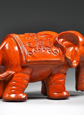 花梨木雕吸水大象实木摆件一对玄关客厅电视柜装饰工艺品乔迁送礼