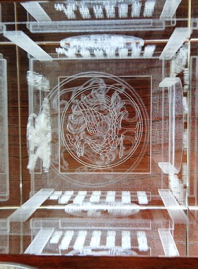 地藏王菩萨 水晶小庙立体雕刻 正方形内刻 水晶微庙 地藏微庙