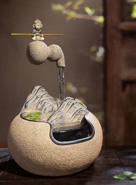 新中式悬壶流水摆件家居循环创意空间桌面书房茶室办公室禅意水景