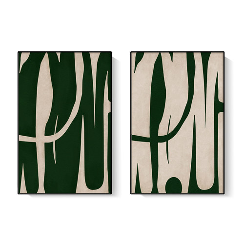 墨绿色侘寂风客厅挂画艺术玄关抽象现代大幅简约画装饰画沙发落地 - 图1