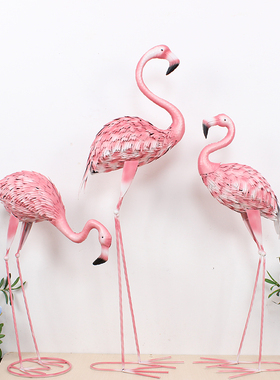 森系婚庆道具铁艺火烈鸟摆件庭院家居好物橱窗装饰品摆件客厅