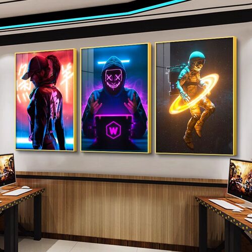 LED灯发光装饰画赛博朋克电竞酒店网吧KTV挂画酒吧霓虹灯墙画壁画 - 图1