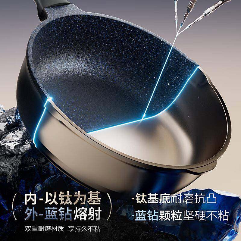 sowe素味钛钻无涂层平底锅不粘锅牛排家用通用炒菜锅加深煎锅,淘宝优惠券,粉丝福利购,淘宝优惠卷