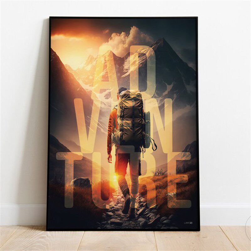 装饰画有框画挂画墙壁复古怀旧露营登山徒步背包帐篷重装旅行爬山,淘宝优惠券,粉丝福利购,淘宝优惠卷