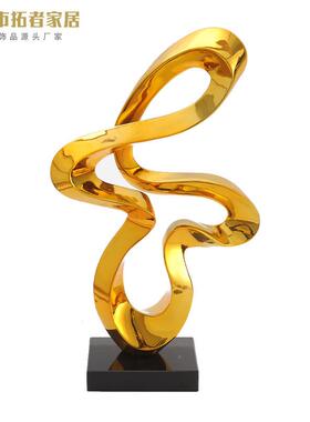 彩带雕落关塑摆件样板房客GKP轻厅玄电视柜旁地展示架酒店奢工艺