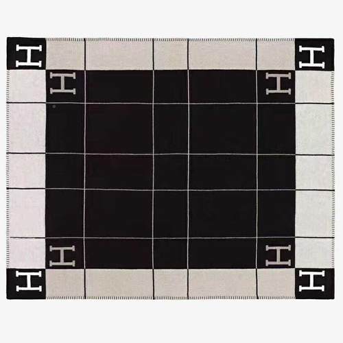 字毯针H母羊毛毯子H毯子毛沙发毯飞机TBA毛毯梭织披肩毯子轻织奢 - 图0