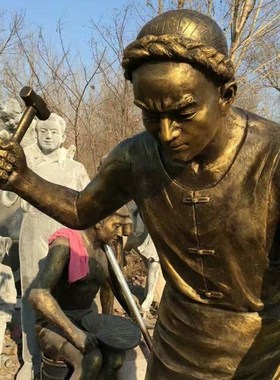 玻璃纤维农耕打铁雕塑打铁情景摆件农耕农业文化雕塑田园丰收生态