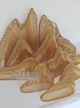 定制镂空假山铁艺抽象形雕塑售楼处酒店庭院水池装饰景观场所摆件