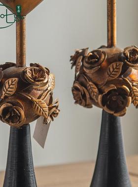 式复古做旧2055艺铁烛台烛光晚餐拍摄欧摆拍道家居婚庆桌具面装饰