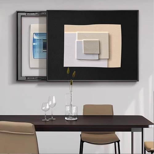 黑极简表箱2装饰画白02ltao10035现代简约配电箱挂画感电电表箱盒 - 图1