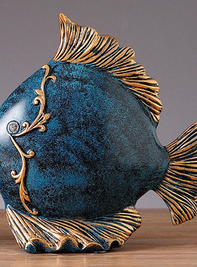 创意家里客厅温馨卧室亲嘴鱼接吻鱼高档一对摆件家居工艺品装饰品