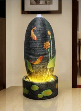 新款欧式酒店大堂店铺开业招财礼品流水喷泉招财落地家居玄关摆件