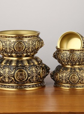 黄铜聚宝盆狮头聚宝盆家居工艺品摆件客厅店铺办公室礼品摆饰