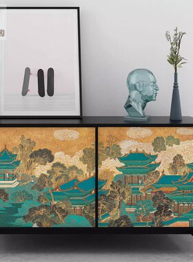壁居逸阁复古中式屏风贴纸家具翻新改造贴画衣柜装饰壁纸自粘墙贴