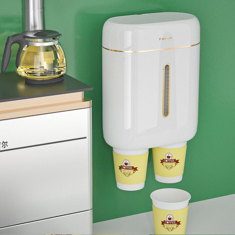 Disposable cup cup holder paper cup holder wall-mounted commercial automatic dust-proof punch-free water dispenser cup holder