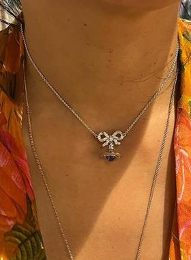【官网正品】西太后OCTAVIE蝴蝶结薇薇安紫色土星项链明星同款