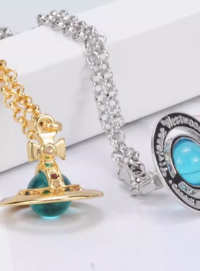 【官网正品】西太后orb透明珠立体薇薇安土星锁骨项链明星同款