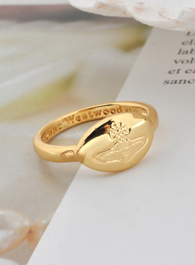 【官网正品】西太后新款金银纽扣土星logo戒指简约明星热卖款