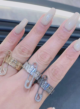 【官网正品】西太后24新款锆石别针logo字母戒指个性朋克风明星款