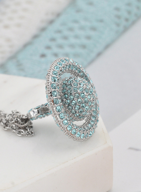 【官网正品】西太后24新款通体满蓝钻立体薇薇安土星球项链女