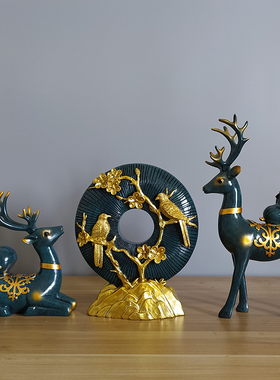 招财鹿酒柜电视柜装饰品办公室家居客厅工艺品创意欧式现代小摆件
