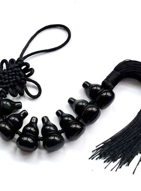 天然黑曜石葫芦七星阵挂件彩虹眼黑色水晶六颗挂北方七赤破军