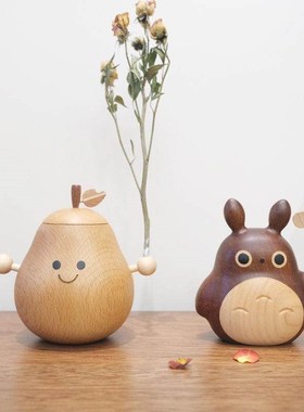 抱抱梨原木摆件一品家居治愈系家居香薰小装饰品客厅桌面实木花瓶
