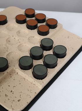 约树脂仿洞石简处五子WHS棋盘格摆件售楼样板间装客厅茶几书房艺