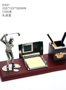 领导客户创意送笔筒摆办公室件桌面招财创意具台可以做字高尔夫做