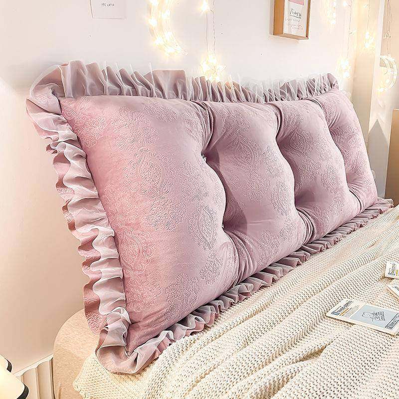 欧式轻奢床头靠垫高档雕绒靠靠背卧室双人UYU花边靠枕床上腰花拆,淘宝优惠券,粉丝福利购,淘宝优惠卷