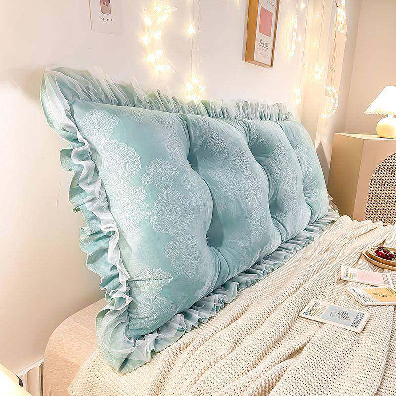 欧式轻奢床头靠垫高档雕绒靠靠背卧室双人UYU花边靠枕床上腰花拆,淘宝优惠券,粉丝福利购,淘宝优惠卷